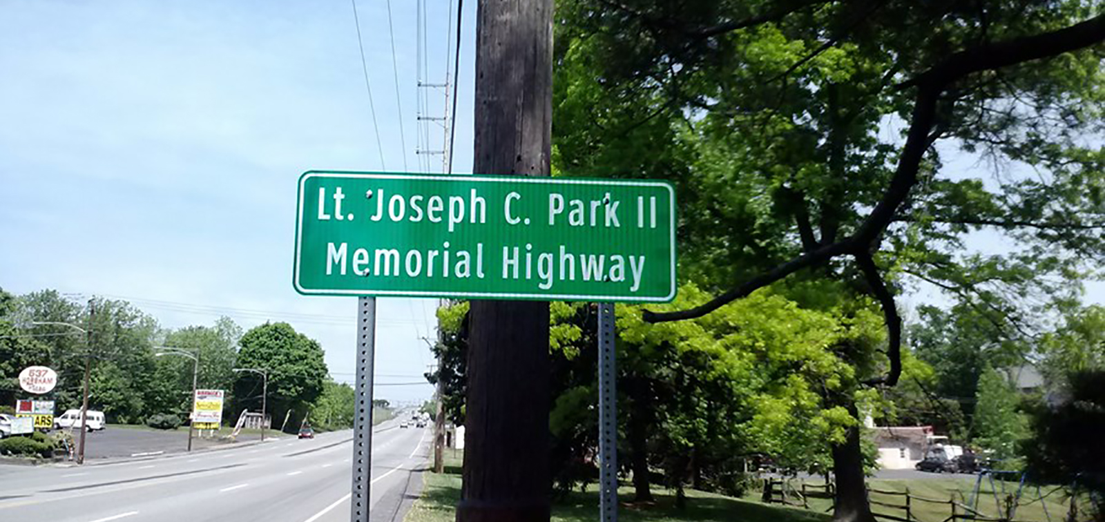 photo of Lt Joseph C Park II Memorial Highway sign along Rt 611