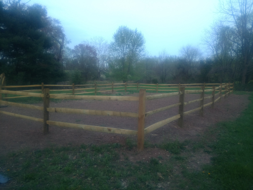 photo of split rail fence around empty garden