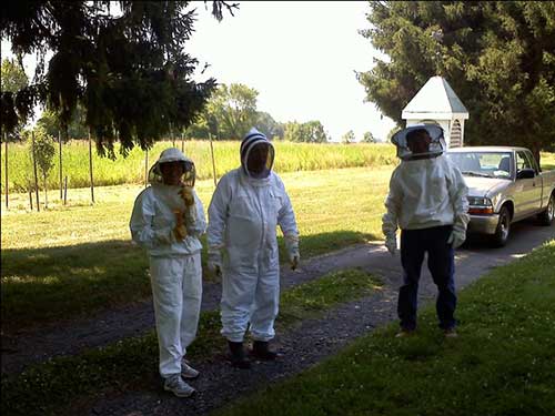 Beekeepers Ted, Cindy and Pete[ at the Penrose Strawbridge House.