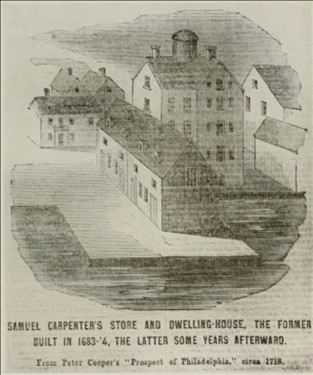 drawing of Carpenter's Wharf c 1714