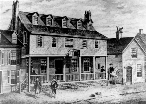 Sketch of Tun Tavern in the Revolutionary War